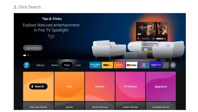 Fire Stick screen highlighting Search